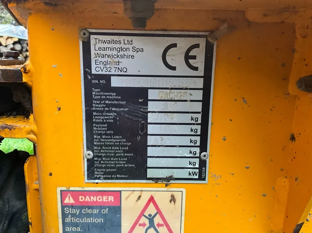 2012 Thwaites Mach 201 Dumper Hi-tip - immagine 23